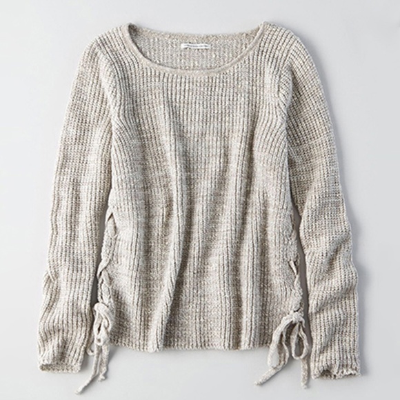 AE // Side Lace-Up Crew Sweater - Picture 3 of 6